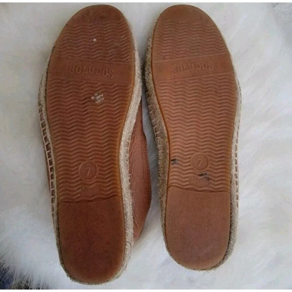 Soludos wmn 7/37.5 Platform Smoking Slipper shoe loafer camel leather espadrille
